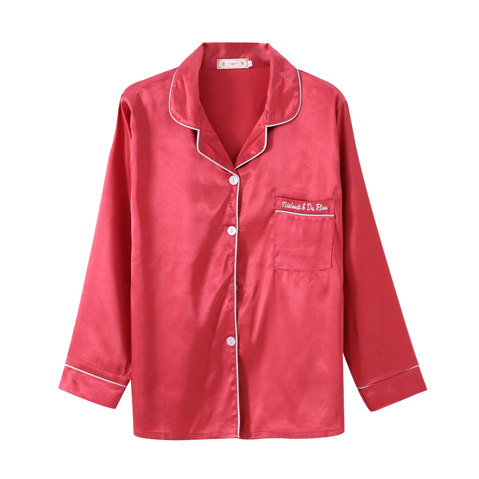 thumbnail image 4 of Conjunto de ropa de estar por casa de 7 piezas para mujer con pantalones cortos de manga larga y tirantes - Pijama de poliéster de color liso con bolsa de almacenamiento y accesorios, 4 of 8